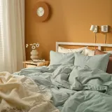 IKEA ÄNGSLILJA (ИКЕА ЭНГСЛИЛЙА) — Пододеяльник и наволочка, бледный серо-зелёный 150x200/50x60 см — фото 3