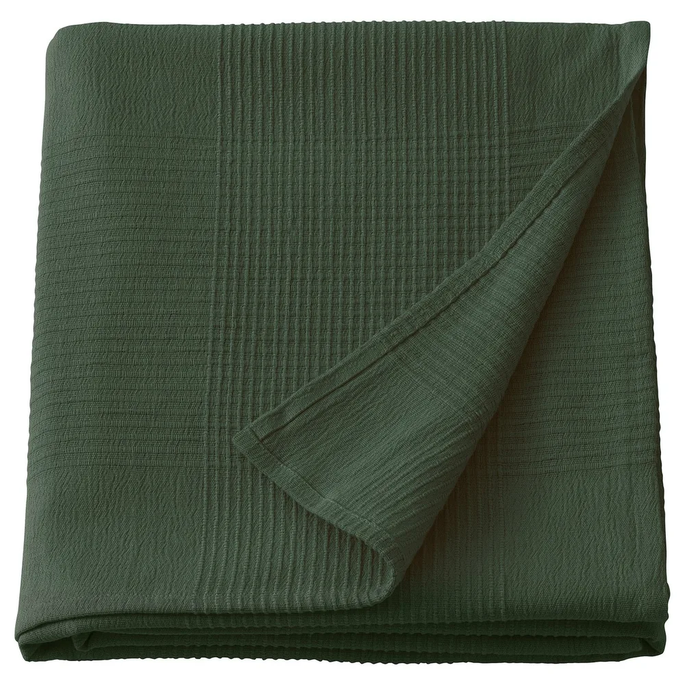 IKEA INDIRA (ИКЕА ИНДИРА) — Покрывало, серо-зелёный 150x250 см