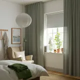 IKEA LENDA (ИКЕА ЛЕНДА) — Гардины с завязками, 2 шт., светлый серо-зелёный/на ленте 140x300 см — фото 2