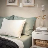 IKEA DVALA (ИКЕА ДВАЛА) — Простыня на резинке, серо-зелёный 180x200 см — фото 3