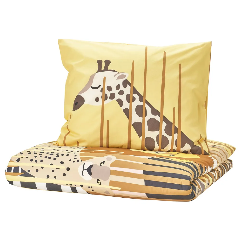 IKEA SANDLÖPARE (ИКЕА САНДЛЁПАРЕ) — Пододеяльник и наволочка, жёлтый/саванна 150x200/50x60 см