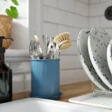 IKEA VÄLVÅRDAD (ИКЕА ВЭЛВОРДАД) — Подставка для столовых приборов, тёмный серо-синий/оцинкованная 13 см — фото 3