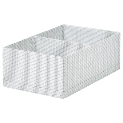 IKEA STUK (ИКЕА СТУК) — Коробка с перегородкой, белый/чёрный 32x51x18 см