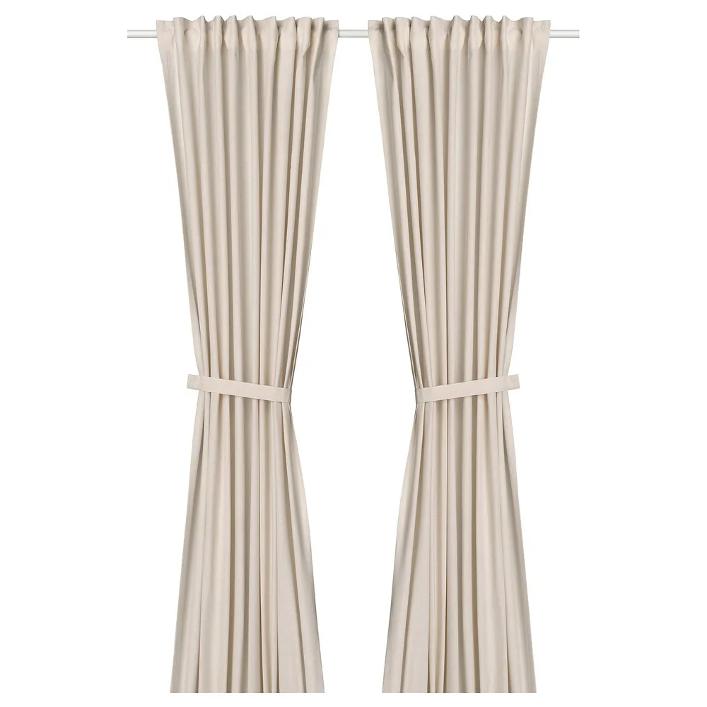 IKEA LENDA (ИКЕА ЛЕНДА) — Штора с подхватом, 2 шт., кремовый/на ленте 140х280 см