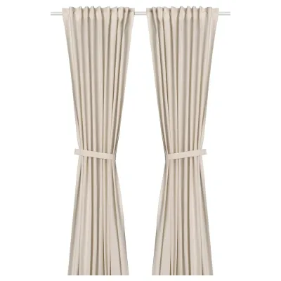 IKEA LENDA (ИКЕА ЛЕНДА) — Штора с подхватом, 2 шт., кремовый/на ленте 140х250 см