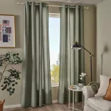 IKEA LENDA (ИКЕА ЛЕНДА) — Штора с подхватом, 2 шт., светлый серо-зелёный/на люверсах 140х300 см — фото 2