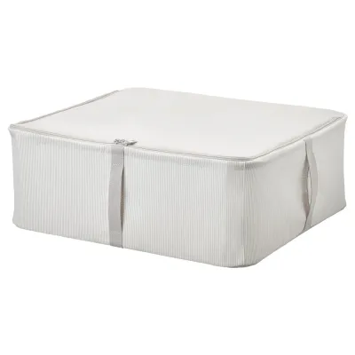IKEA HEMMAFIXARE (ИКЕА ХЕММАФИКСАРЕ) — Контейнер для одежды/белья, ткань в полоску/белый/серый 44x51x19 см