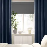 IKEA SANELA (ИКЕА САНЕЛА) — Штора, 2 шт., тёмно-синяя бархатная с люверсами 140x250 см — фото 3