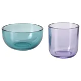 IKEA TALLTITA (ИКЕА ТАЛЛТИТА) — Подсвечник для чайных свечей, 2 предмета, синий/сиреневый — фото 1