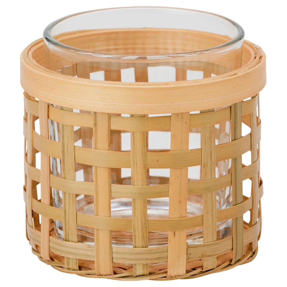IKEA PÅVEFINK (ИКЕА ПОВЕФИНК) — Подсвечник для чайной свечи, бамбук 8 см