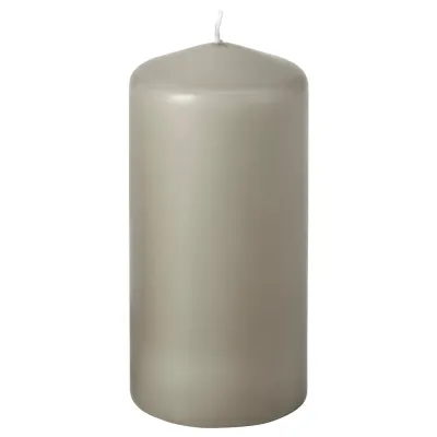 IKEA DAGLIGEN (ИКЕА ДАГЛИГЕН) — Свеча-столбик без запаха, серо-бежевая 14 см, 40 ч