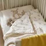IKEA LEN (ИКЕА ЛЕН) — Пододеяльник и наволочка для кроватки, белый бежевый/в зайчиках 110х125/35х55 см — фото 6