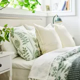 IKEA NÅLBJÖRNBÄR (ИКЕА НОЛБЙЁРНБЭР) — Пододеяльник и 2 наволочки, белый серо-зелёный/цветочный узор 200х200/50х60 см — фото 2