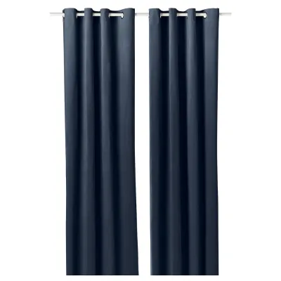 IKEA SANELA (ИКЕА САНЕЛА) — Штора, 2 шт., тёмно-синий/с люверсами 140x300 см