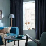 IKEA SANELA (ИКЕА САНЕЛА) — Штора, 2 шт., тёмно-синий/с люверсами 140x300 см — фото 2
