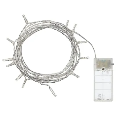 IKEA LEDFYR (ИКЕА ЛЕДФИР) — Гирлянда LED, 12 ламп, для помещений/на батарейках серебристая
