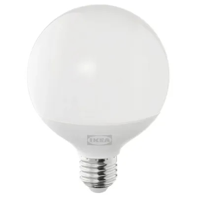 IKEA SOLHETTA (ИКЕА СОЛХЕТТА) — Светодиодная лампа E27 1055 люмен, с регулировкой яркости/шар опаловый белый 95 мм