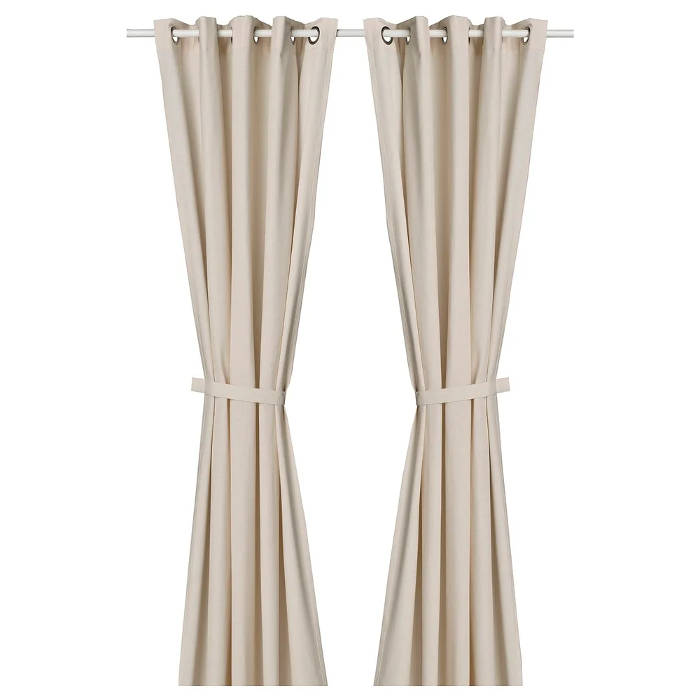 IKEA LENDA (ИКЕА ЛЕНДА) — Штора с подхватом, 2 шт., кремовый/на люверсах 140х250 см