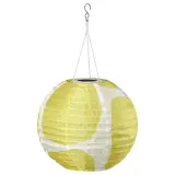 IKEA SOLVINDEN (ИКЕА СОЛВИНДЕН) — Подвесной светильник LED на солнечной батарее, шар, для улицы, жёлтый/серый 30 см — фото 1