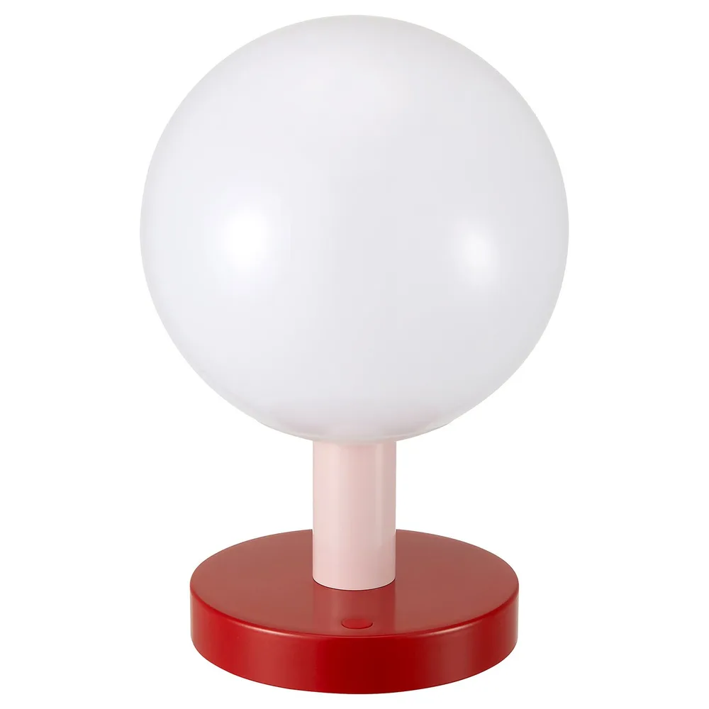 IKEA SOLVINDEN (ИКЕА СОЛВИНДЕН) — Светильник декоративный LED, на батарейках, шар, красный/светло-розовый, 26 см