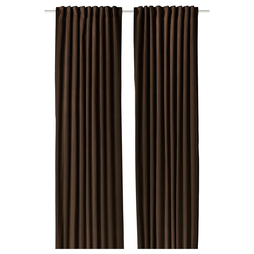 IKEA SANELA (ИКЕА САНЕЛА) — Штора, 2 шт., тёмно-коричневый/на ленте 140х250 см