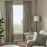 IKEA LENDA (ИКЕА ЛЕНДА) — Штора с подхватом, 2 шт., светлый серо-зелёный/на ленте 140х260 см — фото 2