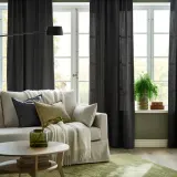 IKEA GINSTMOTT (ИКЕА ГИНСТМОТТ) — Штора, 2 шт, тёмно-серый/на ленте 145x300 см — фото 2