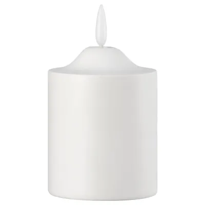 IKEA SMÅLOM (ИКЕА СМОЛОМ) — Свеча столбик LED, на батарейках белая 9 см