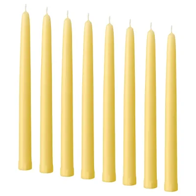 IKEA KLOKHET (ИКЕА КЛОКХЕТ) — Свеча коническая без запаха, бледно-жёлтая 25 см, 6 ч.