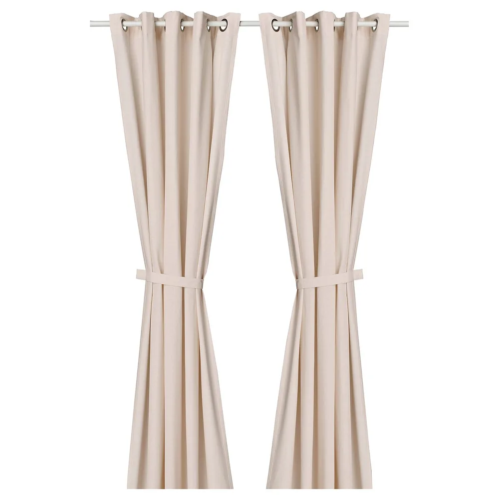 IKEA LENDA (ИКЕА ЛЕНДА) — Штора с подхватом, 2 шт., светло-розовый/на люверсах 140х250 см