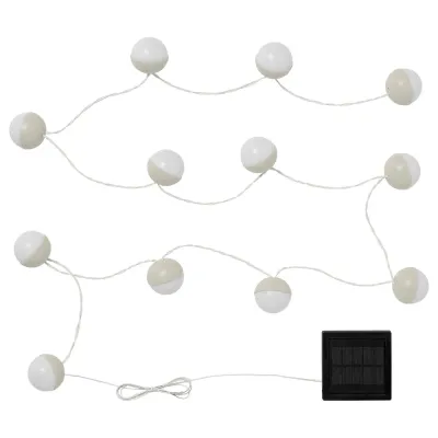 IKEA SOLVINDEN (ИКЕА СОЛВИНДЕН) — Гирлянда LED, 12 лампочек, на солнечной батарее/бежевый белый