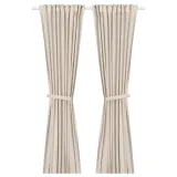 IKEA LENDA (ИКЕА ЛЕНДА) — Занавеска на завязках, 2 шт., кремовая/на тесьме 140x260 см — фото 1