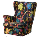 IKEA STRANDMON (ИКЕА СТРАНДМОН) — Чехол на кресло с ушами, Стигсбо разноцветный/чёрный — фото 1