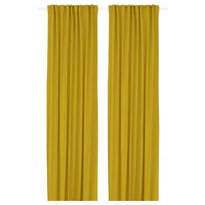 IKEA GINSTMOTT (ИКЕА ГИНСТМОТТ) — Штора, 2 шт, жёлтая/на тесьме 145x300 см