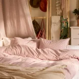 IKEA SOLFIBBLA (ИКЕА СОЛФИББЛА) — Пододеяльник и наволочка, белый/красный в полоску 150х200/50х60 см — фото 3
