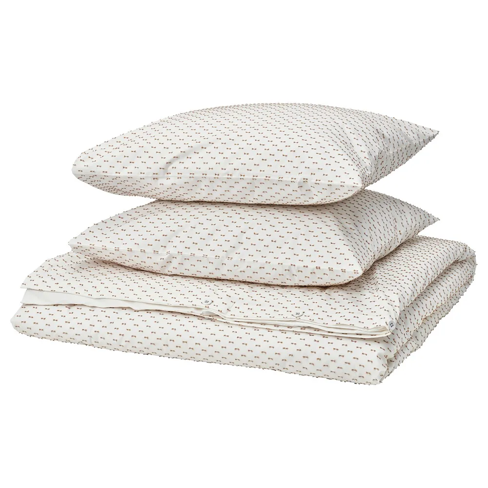 IKEA BANDKNIPPE (ИКЕА БАНДКНИППЕ) — Пододеяльник и 2 наволочки, белый/бежевый 200х200/50х60 см
