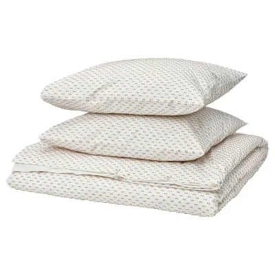 IKEA BANDKNIPPE (ИКЕА БАНДКНИППЕ) — Пододеяльник и 2 наволочки, белый/бежевый 200х200/50х60 см