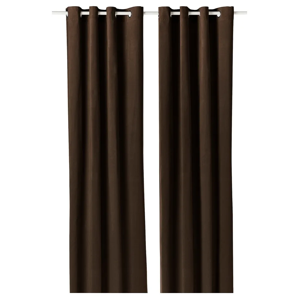 IKEA SANELA (ИКЕА САНЕЛА) — Штора на люверсах, 2 шт., тёмно-коричневый 140x250 см