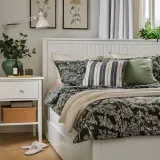 IKEA DAGGBJÖRNBÄR (ИКЕА ДАГГБЙЁРНБЭР) — Пододеяльник и 2 наволочки, тёмно-зелёный, цветочный узор 200x200/50x60 см — фото 3