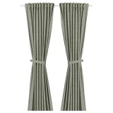 IKEA LENDA (ИКЕА ЛЕНДА) — Штора на шторной ленте, 2 шт., светлый серо-зелёный 140x250 см — фото 1