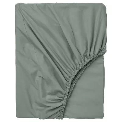 IKEA DVALA (ИКЕА ДВАЛА) — Простыня на резинке, серо-зелёный 120x200 см