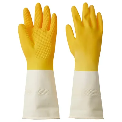 IKEA RINNIG (ИКЕА РИННИГ) — Перчатки для уборки, ярко-жёлтый/кремовый S