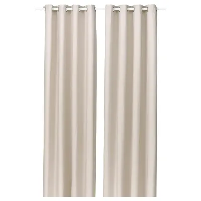 IKEA GINSTMOTT (ИКЕА ГИНСТМОТТ) — Штора полупрозрачная, 2 шт., бежевый/с люверсами 145х300 см