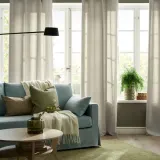 IKEA GINSTMOTT (ИКЕА ГИНСТМОТТ) — Штора полупрозрачная, 2 шт., бежевый/с люверсами 145х300 см — фото 2