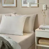 IKEA DVALA (ИКЕА ДВАЛА) — Простыня на резинке, бежевая 180x200 см — фото 3