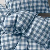 IKEA EKTANDVINGE (ИКЕА ЕКТАНДВИНГЕ) — Пододеяльник и 2 наволочки, тёмно-синий с белым в клетку 200x200/50x60 см — фото 2