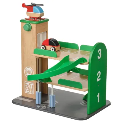 IKEA LILLABO (ИКЕА ЛИЛЛАБО) — Гараж с машинкой и вертолётом, разноцветный