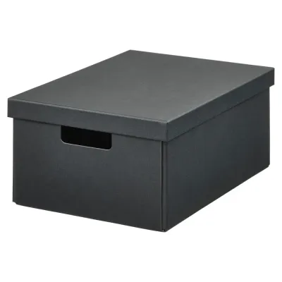 IKEA FJÄDERHARV (ИКЕА ФЙЭДЕРХАРВ) — Коробка с крышкой, антрацит 25x35x16 см