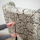 IKEA STRANDMON (ИКЕА СТРАНДМОН) — Чехол для кресла с ушами, Ribersborg темно-серый/бежевый — фото 5