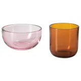 IKEA TALLTITA (ИКЕА ТАЛЛТИТА) — Подсвечник для чайных свечей, 2 шт., розовый/коричневый — фото 1